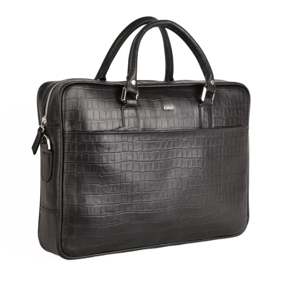 کیف اداری چرم مشکی کروکودیل