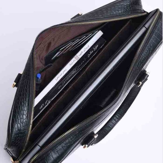 کیف اداری چرم مشکی کروکودیل