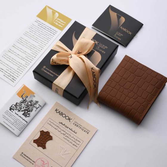 کیف پول جیبی چرم عسلی