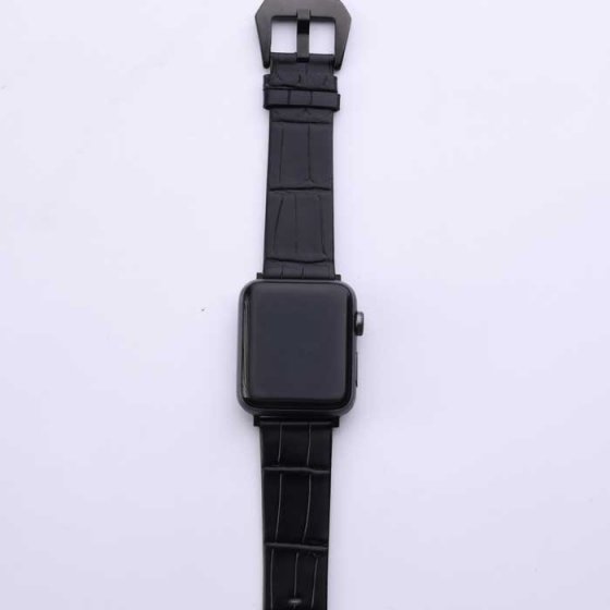 بند اپل واچ چرم کروکودیل مشکی