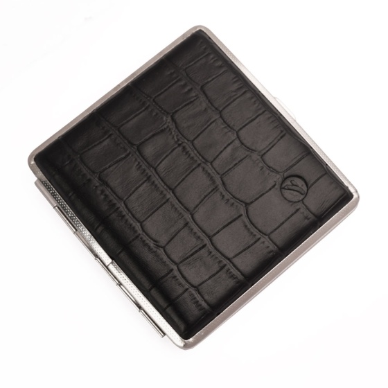 جعبه سیگار چرم مشکی کروکودیل