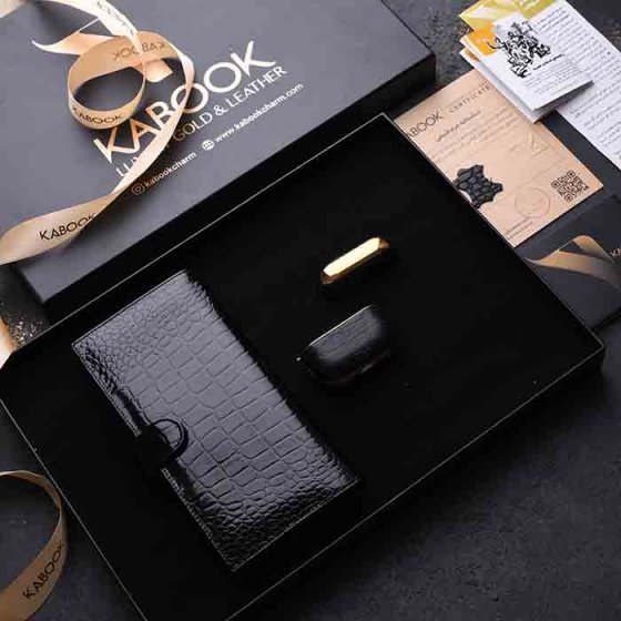 ست هدیه چرم قاب ایرپاد و کیف موبایل مشکی