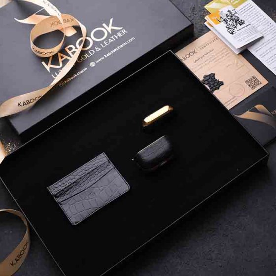 ست هدیه چرم قاب ایرپاد و کیف کارت مشکی