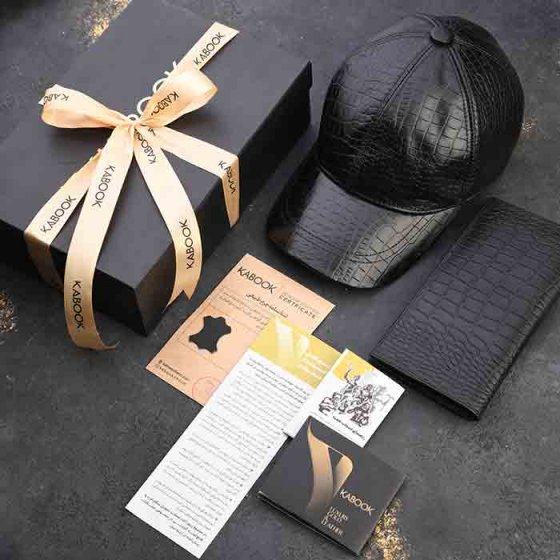 ست هدیه چرم کلاه و کیف کتی مشکی