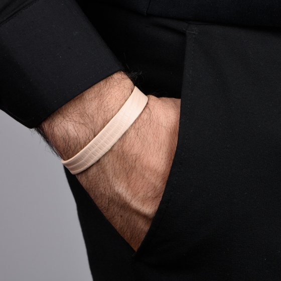 دستبند چرم لیزارد کرم