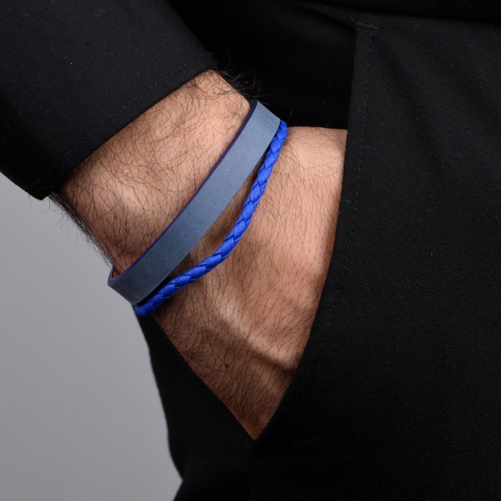 دستبند چرم 67 سورمه ای