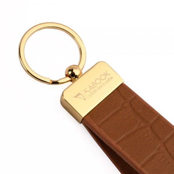 جاکلیدی چرم کروکودیل عسلی