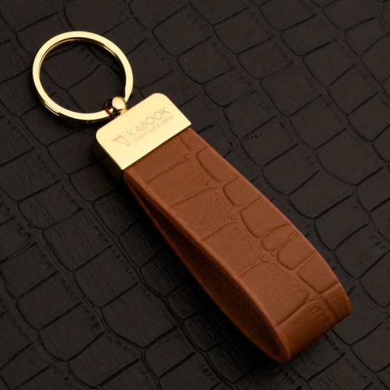 جاکلیدی چرم کروکودیل عسلی