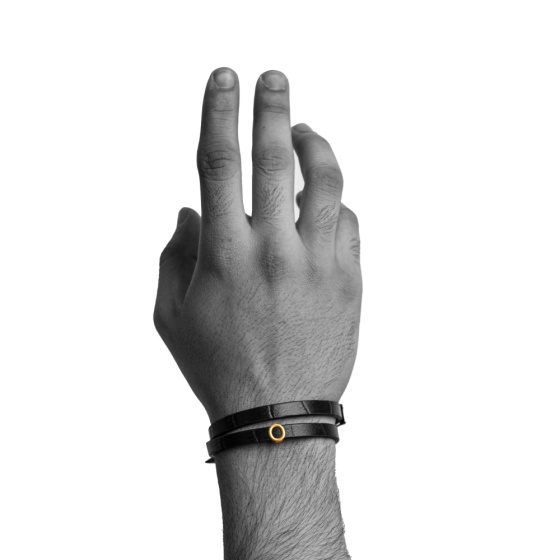 دستبند مردانه طلا چرم حرف O