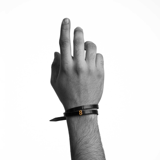 دستبند مردانه طلا چرم عدد 8