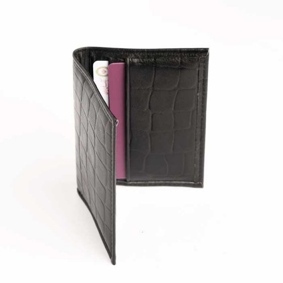 کیف کارت طرح رایا چرم مشکی کروکودیلی
