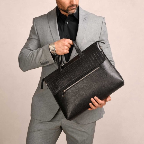 کیف اداری طرح سپهر چرم فلوتر مشکی