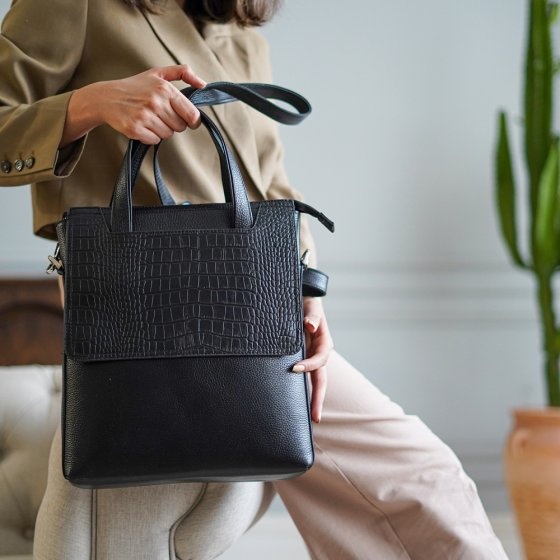 کیف اداری زنانه طرح مینی سپهر چرم فلوتر مشکی