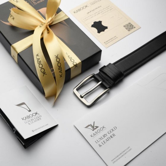 کمربند چرم مردانه فرتیک مشکی 4 سانت