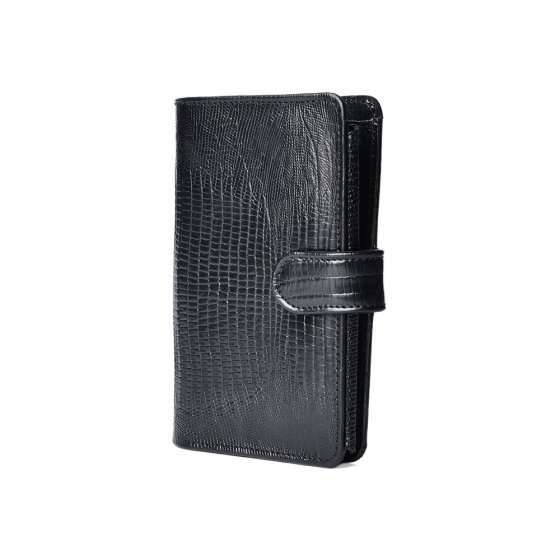 کیف پول زنانه جیبی چرم مشکی لیزارد