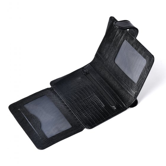 کیف پول زنانه جیبی چرم مشکی لیزارد