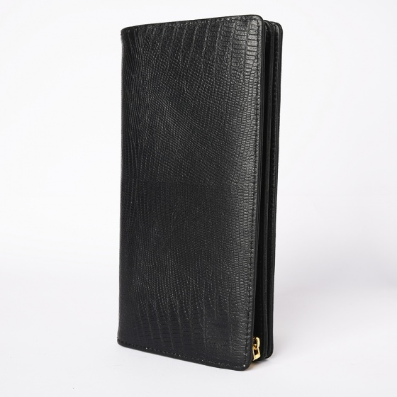 کیف پول زنانه طرح نرجس چرم لیزارد مشکی