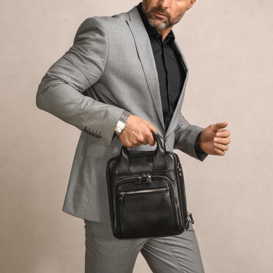 کیف کراس بادی مردانه طرح چرچیل چرم فلوتر مشکی