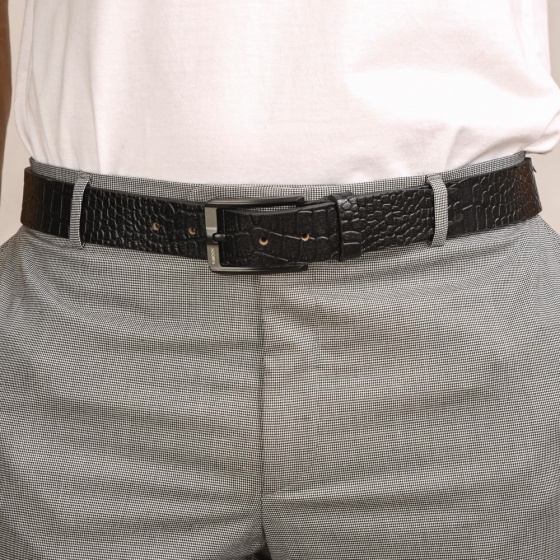 کمربند چرم کروکودیل مشکی