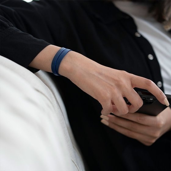 دستبند چرم دو دور سرمه ای