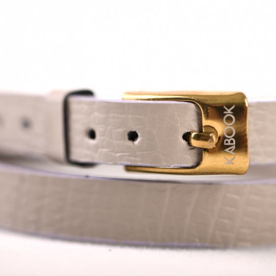 دستبند چرم دو دور خاکستری