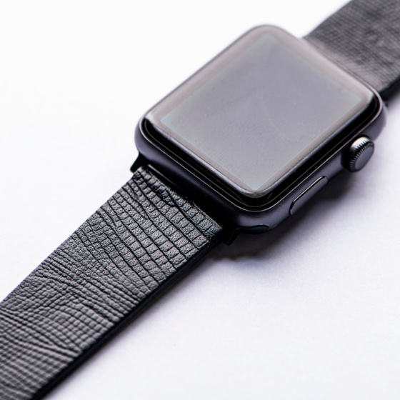 بند اپل واچ چرم لیزارد مشکی