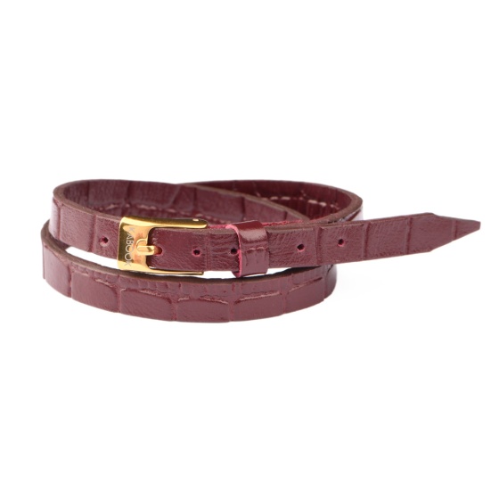 دستبند چرم دو دور زرشکی