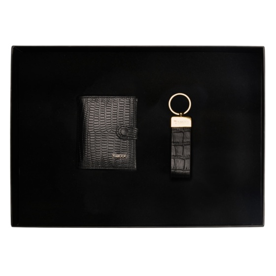 ست هدیه جاکلیدی و کیف کارت 4لت مشکی