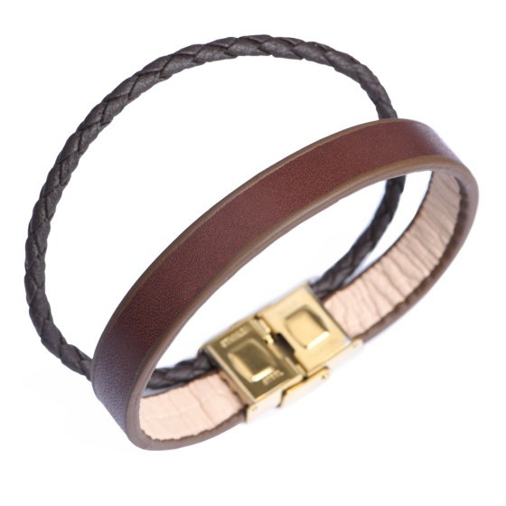 دستبند چرم 67 قهوه ای