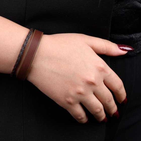 دستبند چرم 67 قهوه ای