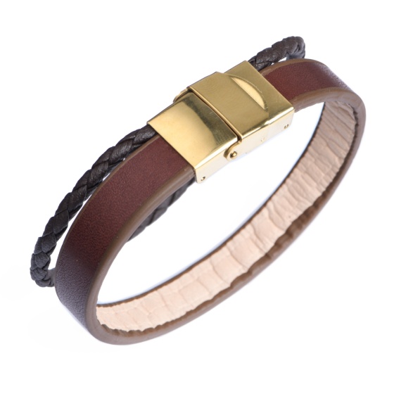 دستبند چرم 67 قهوه ای