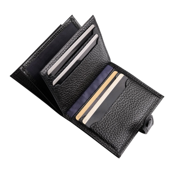 کیف کارت 4 لت چرم مشکی فلوتر