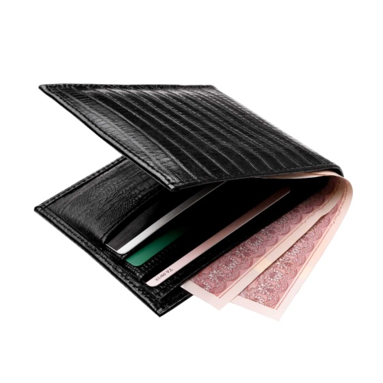 کیف پول جیبی چرم لیزارد مشکی