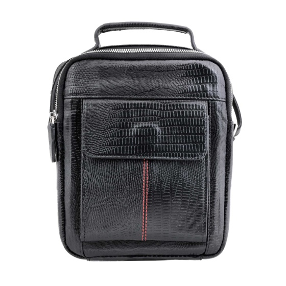 کیف کراس بادی مردانه طرح سیاوش چرم مشکی لیزارد