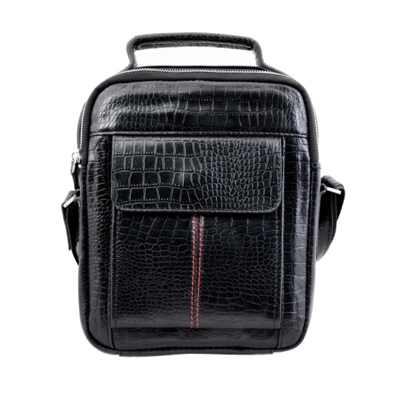 کیف کراس بادی مردانه طرح سیاوش چرم مشکی کروکودیل
