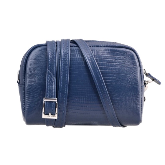 کیف دوشی زنانه طرح مینو چرم سرمه ای لیزارد