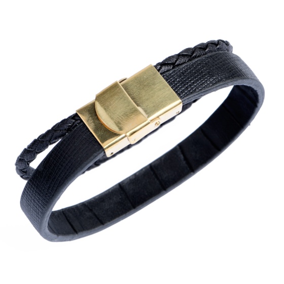 دستبند چرم 67 مشکی مونت بلانک