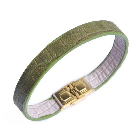 دستبند چرم کروکودیل سبز