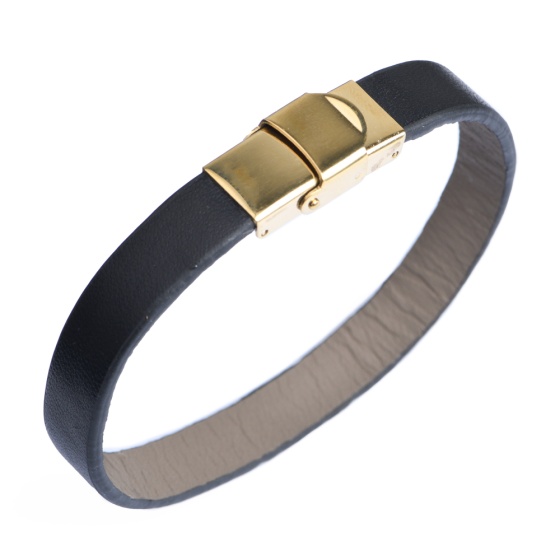 دستبند چرم مشکی ساده