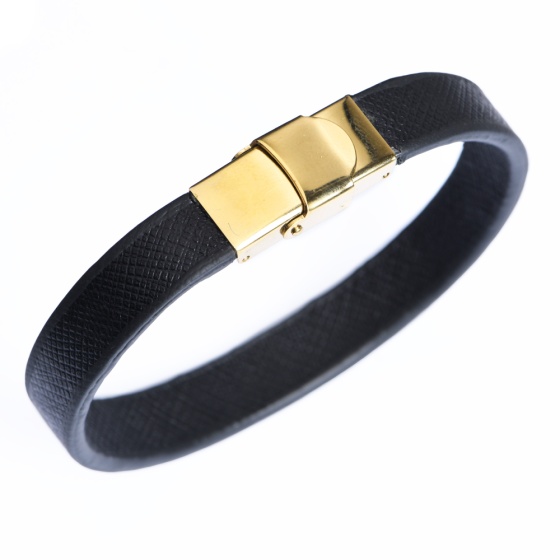 دستبند چرم مشکی مونت بلانک