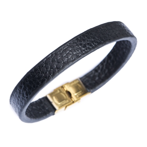 دستبند چرم مشکی فلوتر