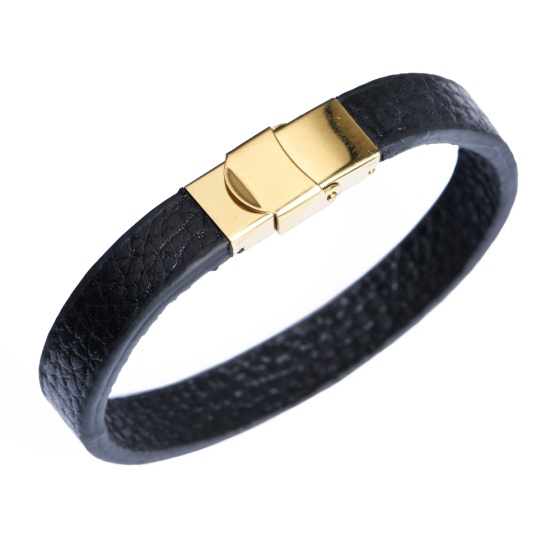 دستبند چرم مشکی فلوتر