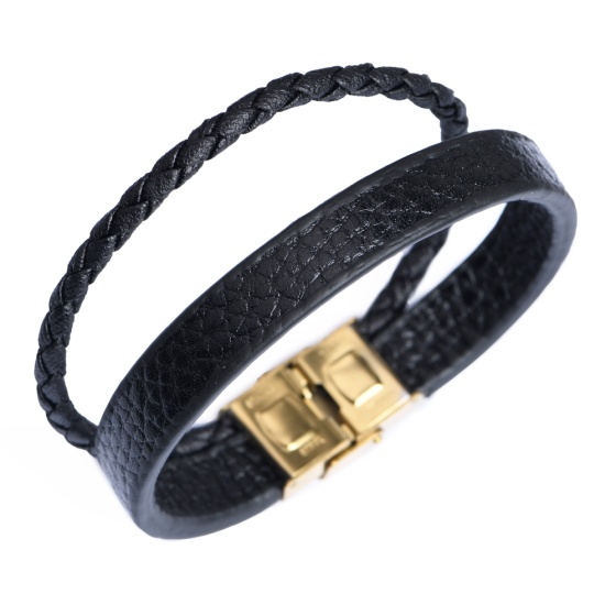 دستبند چرم 67 مشکی فلوتر