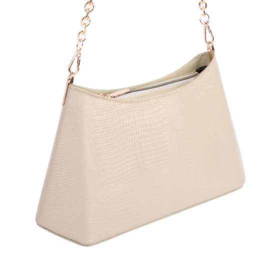 کیف دوشی مجلسی زنانه مدل آندیا چرم لیزارد کرم