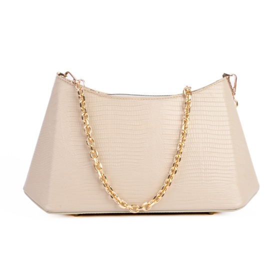 کیف دوشی مجلسی زنانه مدل آندیا چرم لیزارد کرم