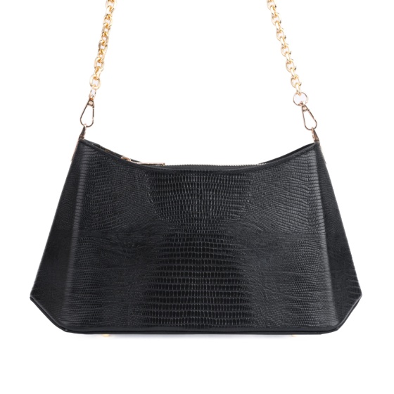 کیف دوشی مجلسی زنانه مدل آندیا چرم لیزارد مشکی