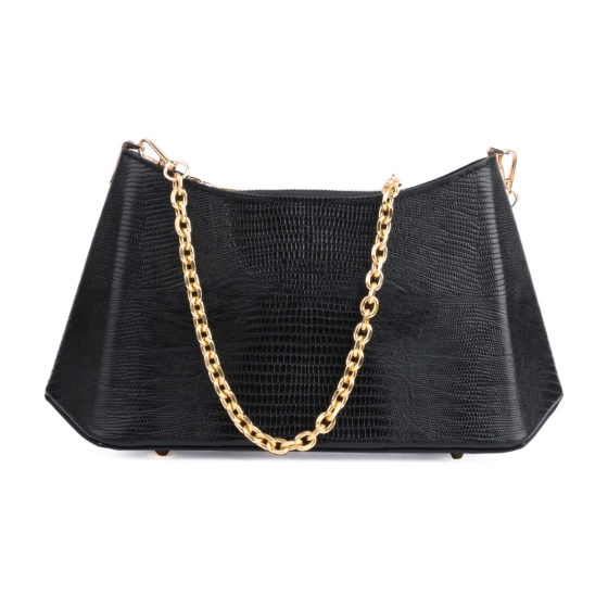 کیف دوشی مجلسی زنانه مدل آندیا چرم لیزارد مشکی