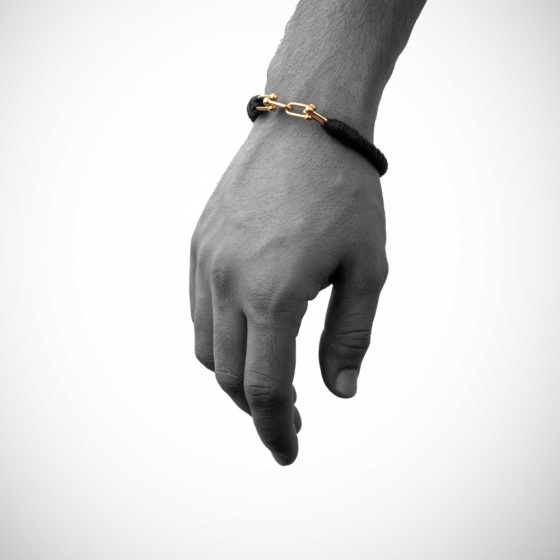 دستبند چرم طلا مردانه طرح تیفانی