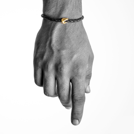 دستبند چرم طلا مردانه طرح دلارا