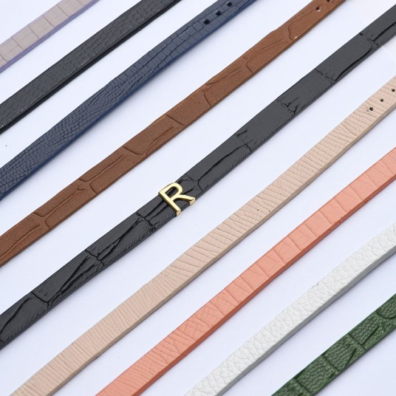 دستبند مردانه طلا چرم حرف R